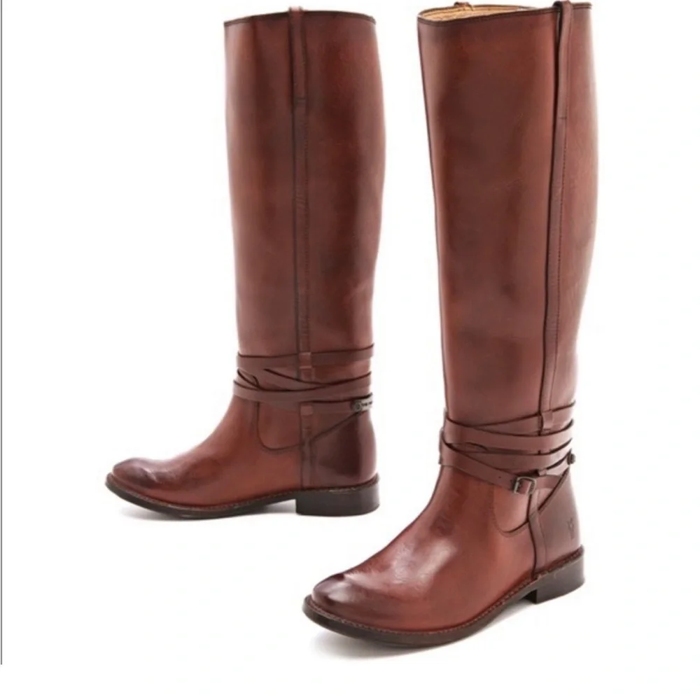 Frye Shirley Riding Plate‎ Boots Brown Size 6